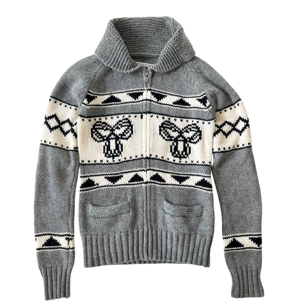 TNA Aritzia Cowichan Lambswool Zip Cardigan with Shawl Collar